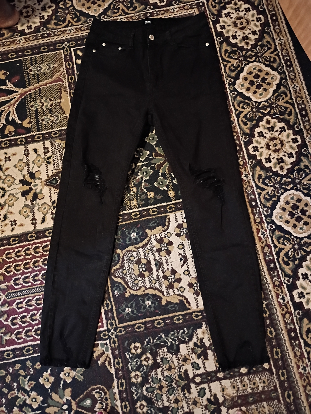 Black Label Black Skinny Jeans with Button Fly Detail